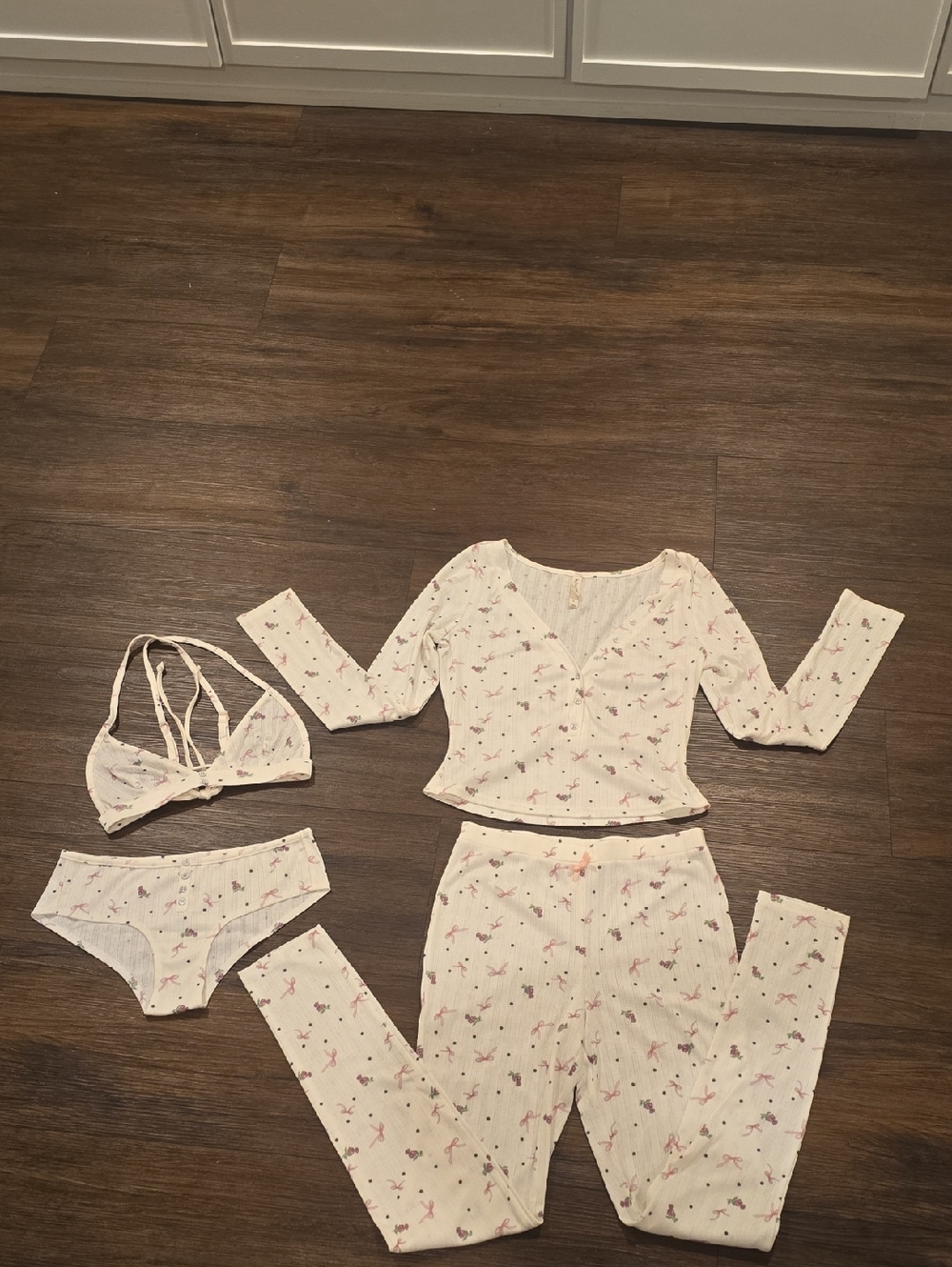 For Love and Lemons- Pointelle Pj Set in Size Small